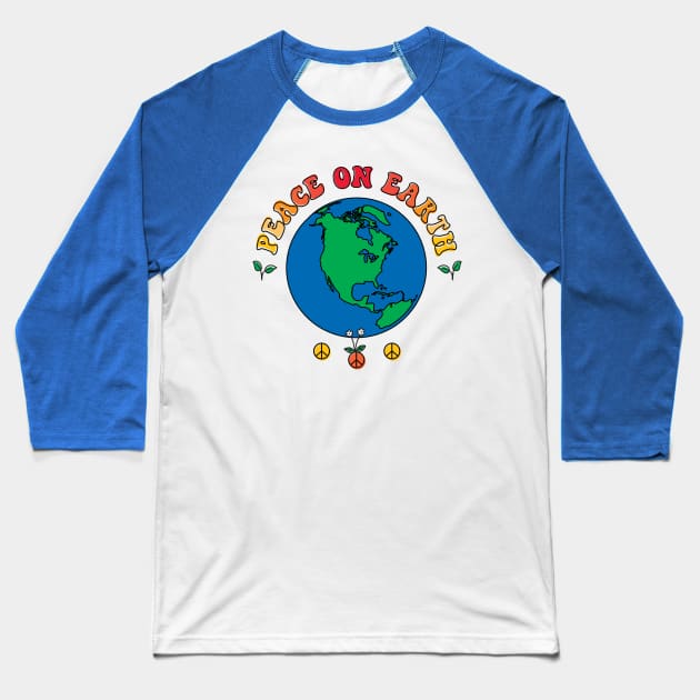 Peace On Earth Baseball T-Shirt by Rain Shine Designs